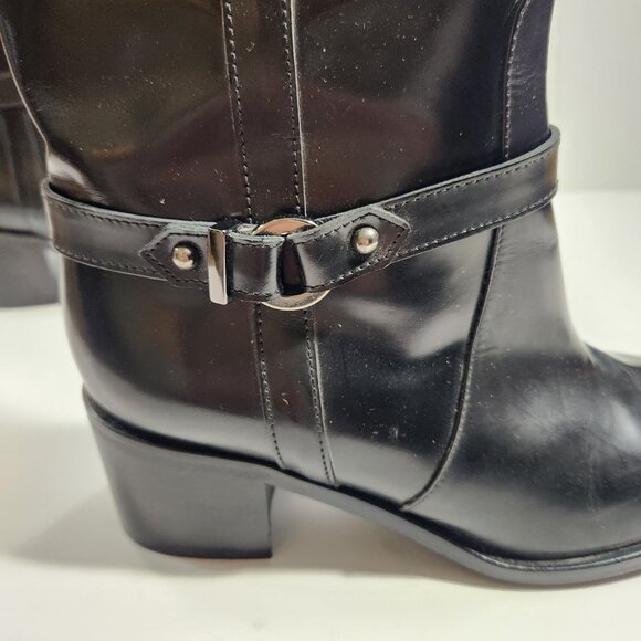 Classic Styling Aquatalia Weatherproof Black Knee High Leather Boots Size 7 - Picture 6 of 10